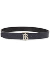 Reversible Monogram Leather Belt Navy - BURBERRY - BALAAN 4