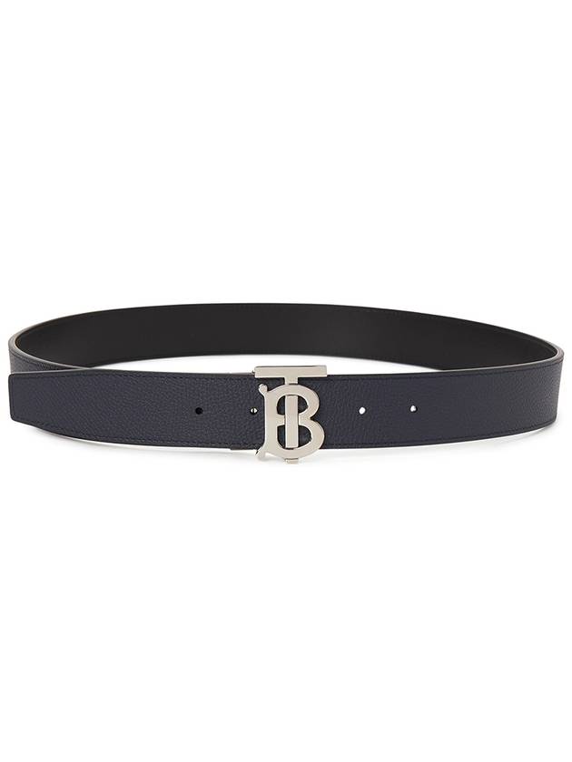 Reversible Monogram Leather Belt Navy - BURBERRY - BALAAN 4