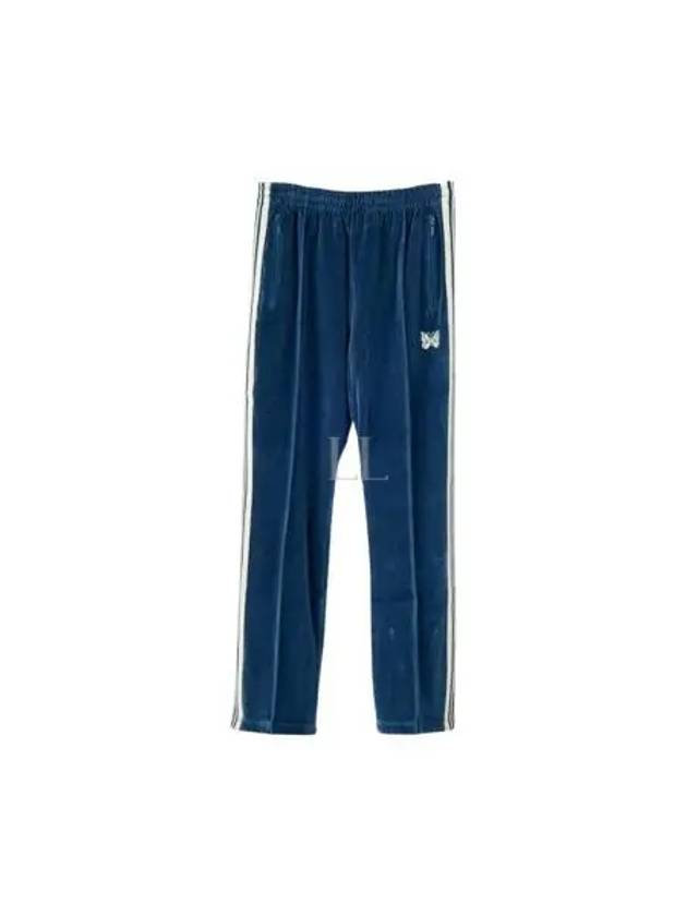 Velor narrow track pants marine blue PU280 - NEEDLES - BALAAN 1