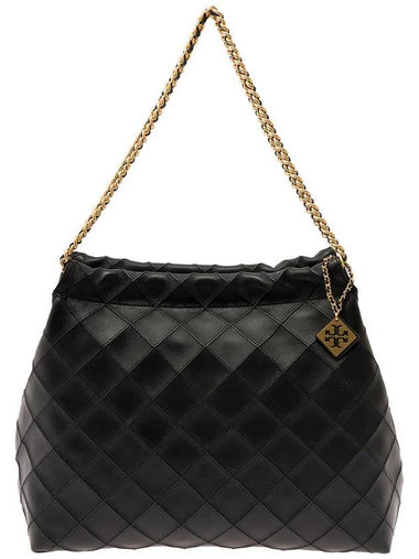 'Fleming' Black Shoulder Bag With Logo Charm In Quilted Leather Woman - TORY BURCH - BALAAN 1