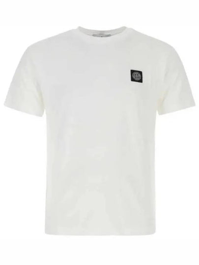 Logo Patch Cotton Short Sleeve T-Shirt White - STONE ISLAND - BALAAN 2