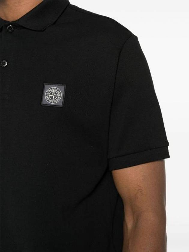 Compass Patch Short Sleeve Polo Shirt Black - STONE ISLAND - BALAAN 7