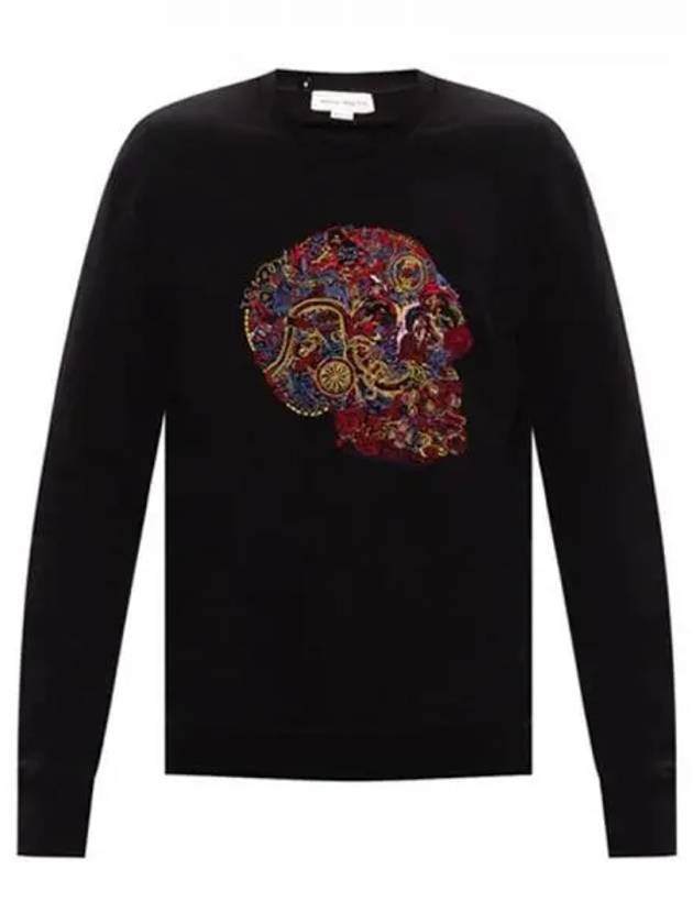 650434 QQZ69 0901 Motif Skull Sweatshirt Black Men s T shirt TJ 270721 - ALEXANDER MCQUEEN - BALAAN 1