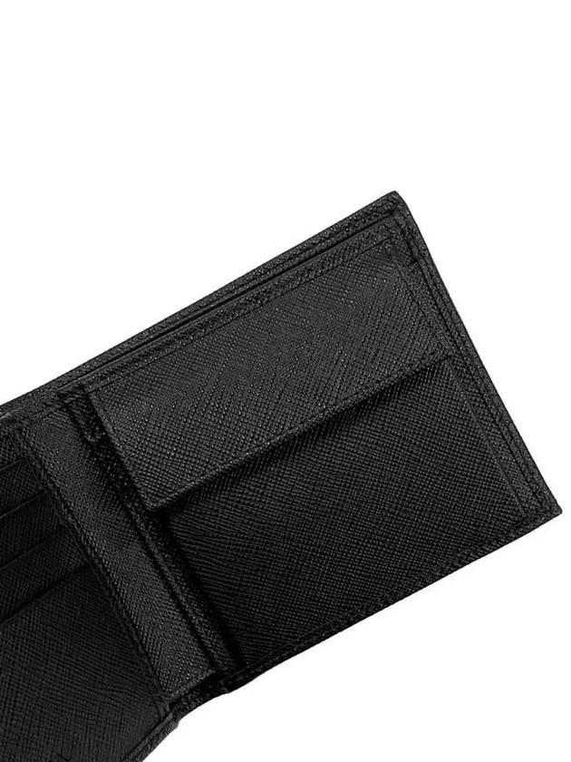 Saffiano Coin Pocket Triagle Logo Leather Wallet Black - PRADA - BALAAN 9