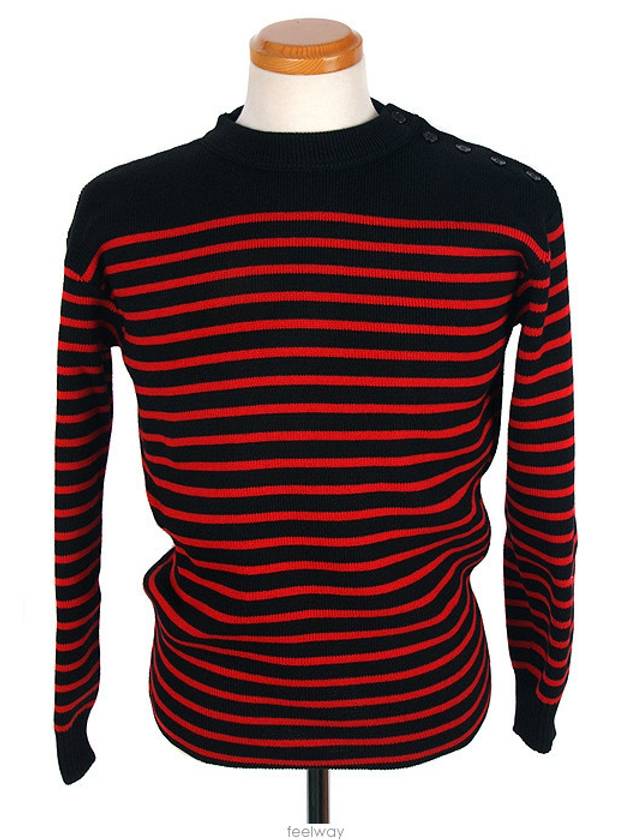 Striped Ranaul Knit Top Black Red - SAINT LAURENT - BALAAN 3