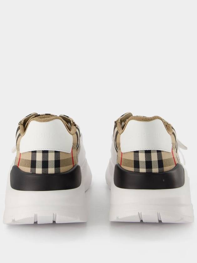 Vintage Check And Leather Sneakers White Archive Beige - BURBERRY - BALAAN 4