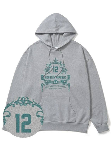 Modelo Jade Green Overfit Hoodie Grey - MONSTER REPUBLIC - BALAAN 1