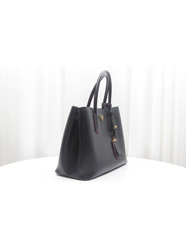 Saffiano Dubl Medium Tote Shoulder Bag Black 1BG775 - PRADA - BALAAN 3