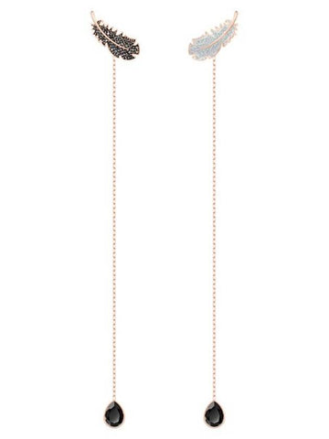 Naughty Crystal Long Pierced Earrings Rose Gold - SWAROVSKI - BALAAN 1