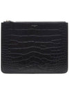 Crocodile Pattern Leather Clutch Bag Black - GIVENCHY - BALAAN 2