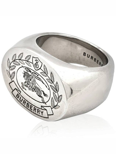 Burberry Men's Engraved EKD Palladium-Plated Signet Ring, Size Medium - BURBERRY - BALAAN 2