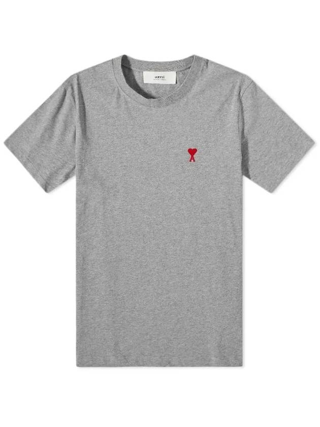 Small Heart Logo Short Sleeve T-Shirt Grey - AMI - BALAAN 2