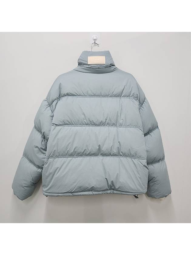 Oversized Nylon Puffer Down Jacket Aquamarine - AMI - BALAAN 5