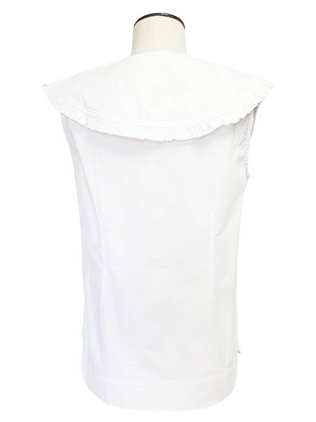 Ruffle Collar Button Sleeveless Shirt White - GANNI - BALAAN 3