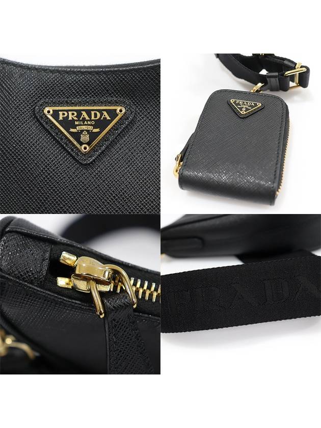 1BH204 Black Re Edition Saffiano Leather Gold Triangle Hobo 2WAY - PRADA - BALAAN 6