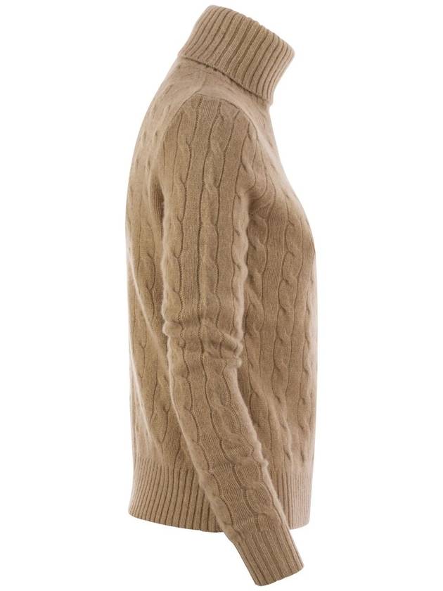 Wool and cashmere cable-knit turtleneck sweater - POLO RALPH LAUREN - BALAAN 3