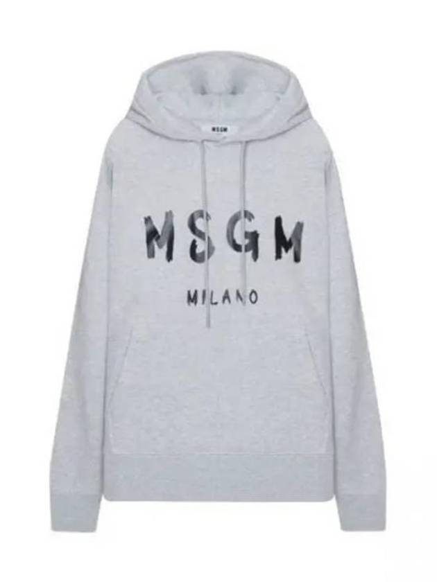 Brushed Logo Cotton Hoodie Light Grey - MSGM - BALAAN 2