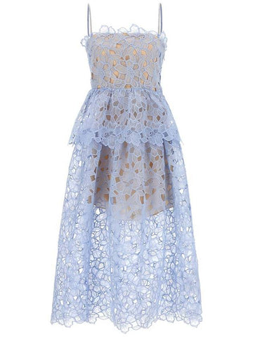 Self-Portrait 'Blue Organza Lace Midi' Dress - SELF PORTRAIT - BALAAN 1