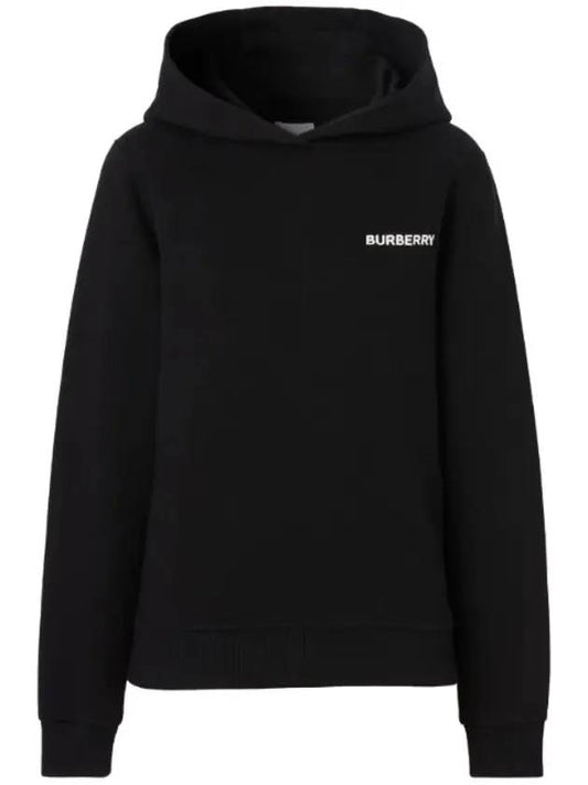 Horseferry Logo Print Cotton Hoodie Black - BURBERRY - BALAAN.