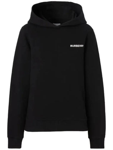 Horseferry Logo Print Cotton Hoodie Black - BURBERRY - BALAAN 1