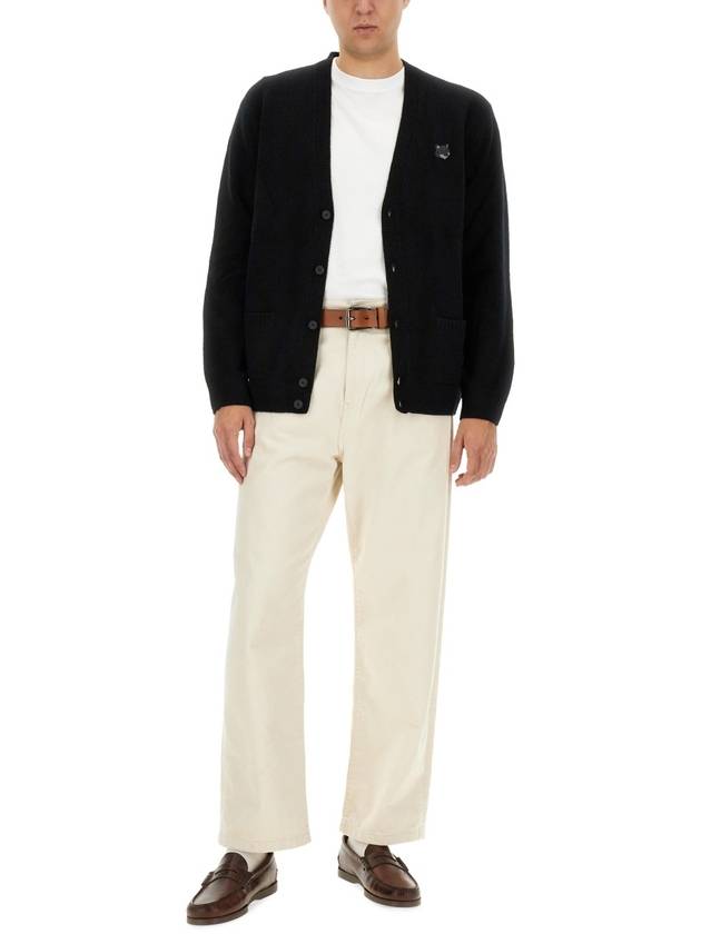 Bold Fox Head Patch Regular Lambswool Cardigan Black - MAISON KITSUNE - BALAAN 3