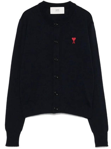 De Coeur Crew Neck Cardigan Navy - AMI - BALAAN 1