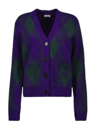 Argyle Wool Cardigan Purple - BURBERRY - BALAAN 2