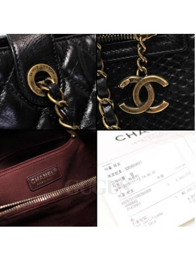 Women s Chanel A92975 Black Quilted Calfskin Python Front Pocket 2WAY 21st Unit gt bag Gangbuk used luxury goods - CHANEL - BALAAN 7