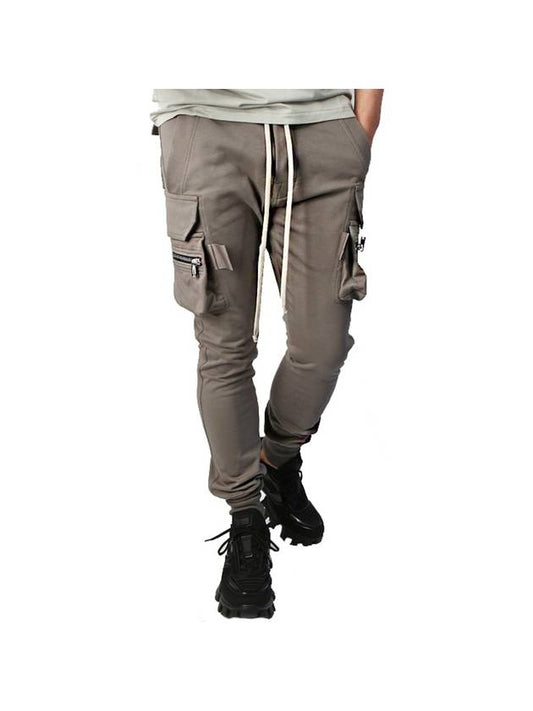 Drawstring Zip Pocket Cargo Cotton Jogger Pants Dust Grey - RICK OWENS - BALAAN 1