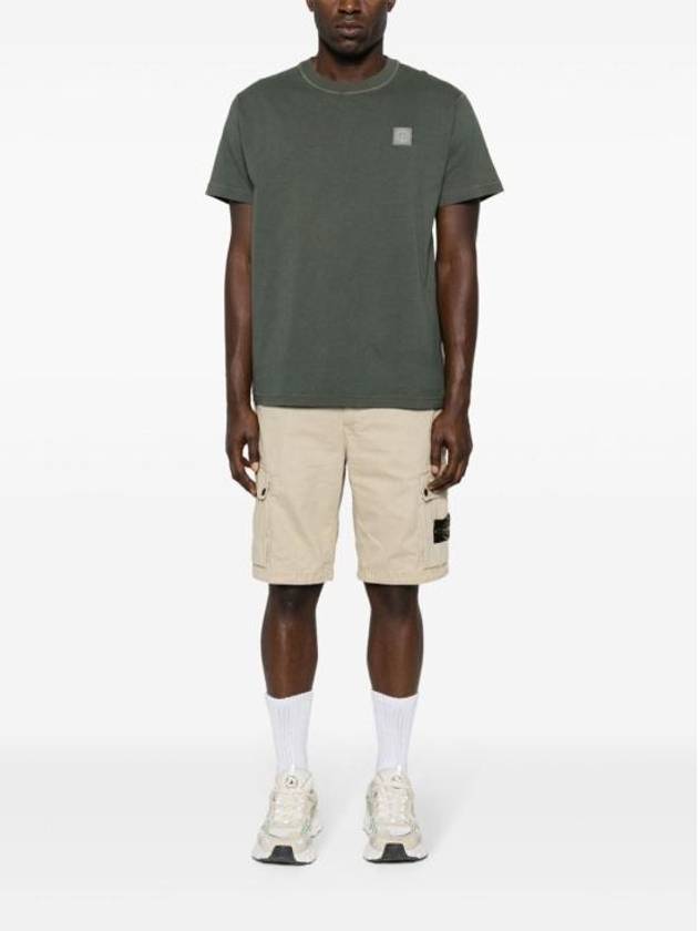 Logo Cotton Slim Cargo Shorts Beige - STONE ISLAND - BALAAN 4