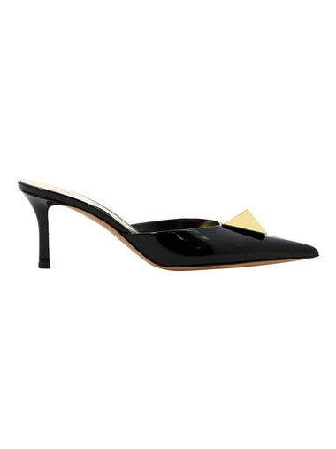 One-Stud Patent Leather Mule Black - VALENTINO - BALAAN 1