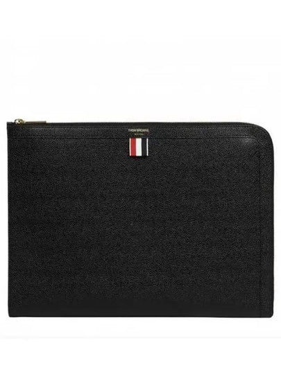 Three Stripes Tab Pebble Document Folio Clutch Bag Black - THOM BROWNE - BALAAN 2