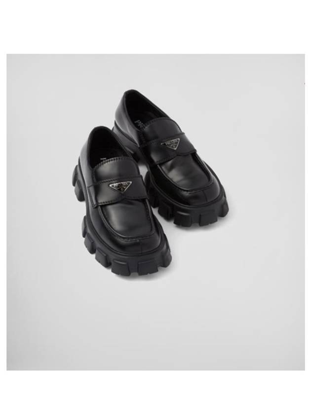 Monolith Brushed Leather Loafers Black - PRADA - BALAAN 2