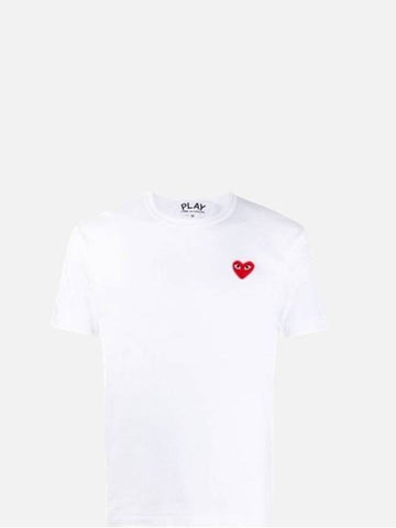 Men s Heart Patch T Shirt White AXT108051 - COMME DES GARCONS - BALAAN 1