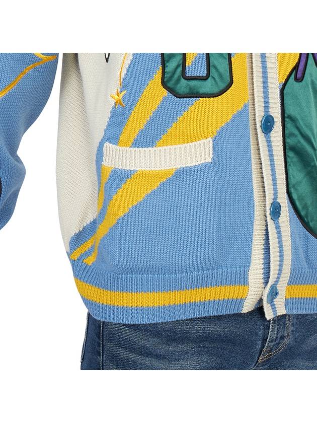 Bowling Elephant V-Neck Cardigan Blue - KENZO - BALAAN 10