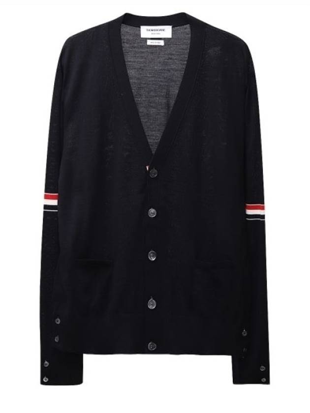 Stripe Armband Merino Wool Cardigan Navy - THOM BROWNE - BALAAN 2