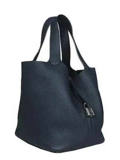 Dark Navy Leather Picotan 22 Tote Bag - HERMES - BALAAN 2