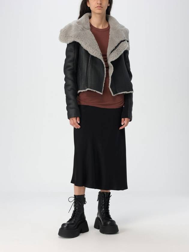 Nascar Shearling Leather Biker Jacket Black - RICK OWENS - BALAAN 3