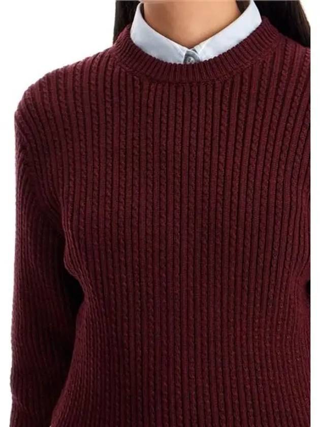 4 Bar Stripe Cable Knit Top Red - THOM BROWNE - BALAAN 5