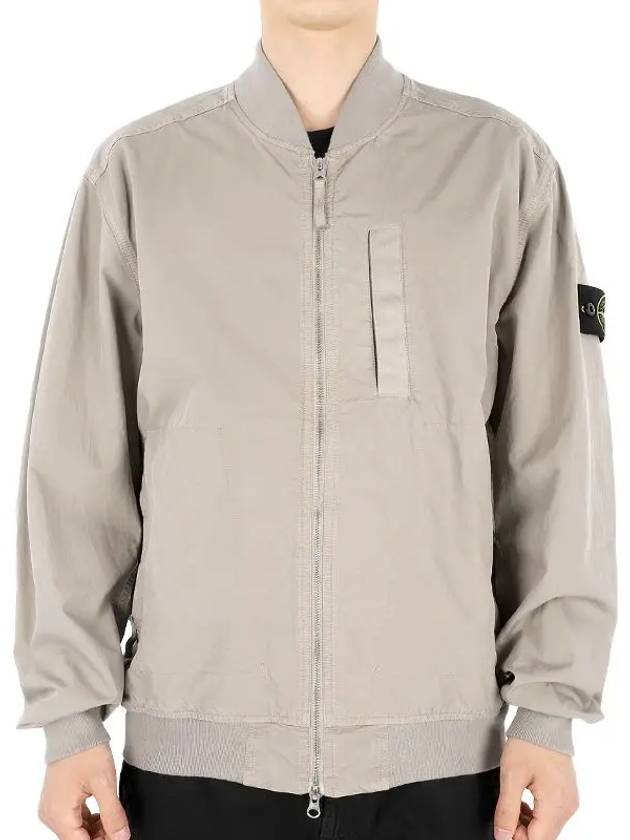 Men's Cupro Cotton Twill TC Bomber Jacket Beige - STONE ISLAND - BALAAN 2