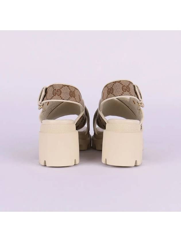 Monogram Print Open Toe Sandals Beige - GUCCI - BALAAN 6