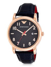 Luigi Quartz Leather Watch Navy - EMPORIO ARMANI - BALAAN.