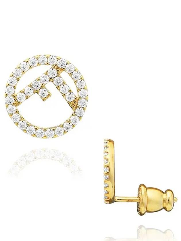 FF Logo Crystal Earrings Gold - FENDI - BALAAN 6