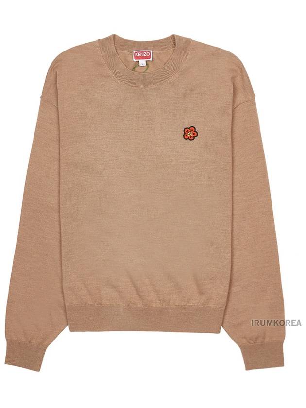 Boke Flower Logo Wool Knit Top Light Brown - KENZO - BALAAN 10