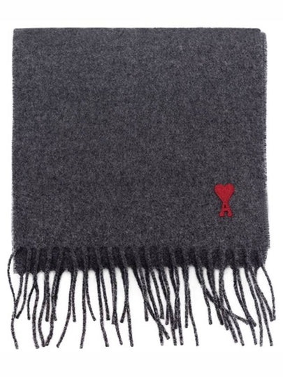 Small Heart Logo Classic Wool Scarf Dark Grey - AMI - BALAAN 2