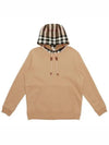 Check Cotton Blend Hoodie Camel Beige - BURBERRY - BALAAN 2