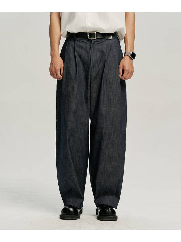 Two-tuck balloon linen-like denim pantsindigo - MOO - BALAAN 2