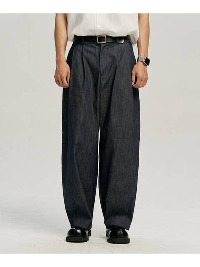 Two Tuck Balloon Linen Like Denim Pants Indigo - MOO - BALAAN 2