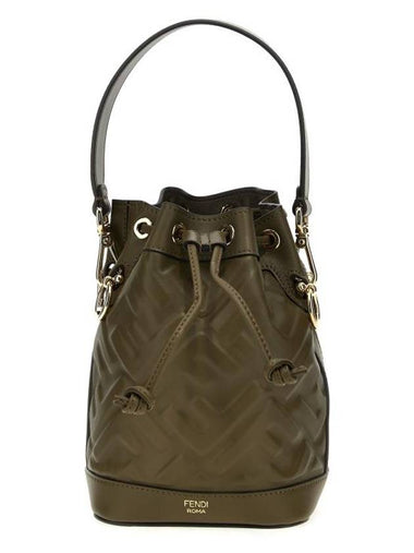 Mon Tresor FF Motif Leather Mini Bucket Bag Green - FENDI - BALAAN 1