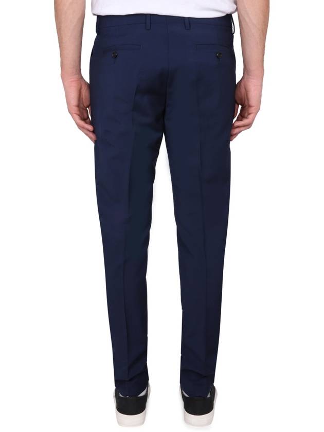 Cigarette Fit Wool Straight Pants Blue - AMI - BALAAN 5